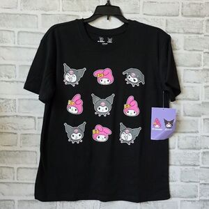 Sanrio My Melody Kuromi Kawaii Graphic Tee Black Shirt Medium NWT